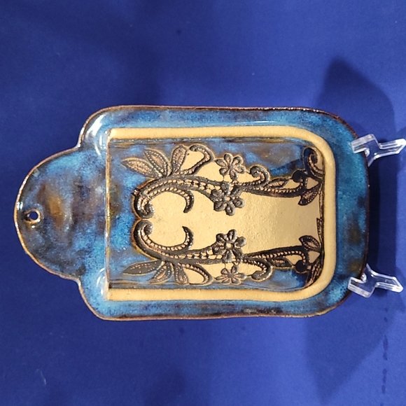 Handmade Hanging Ceramic Wall Pocket - Blue - Picture 2 of 4